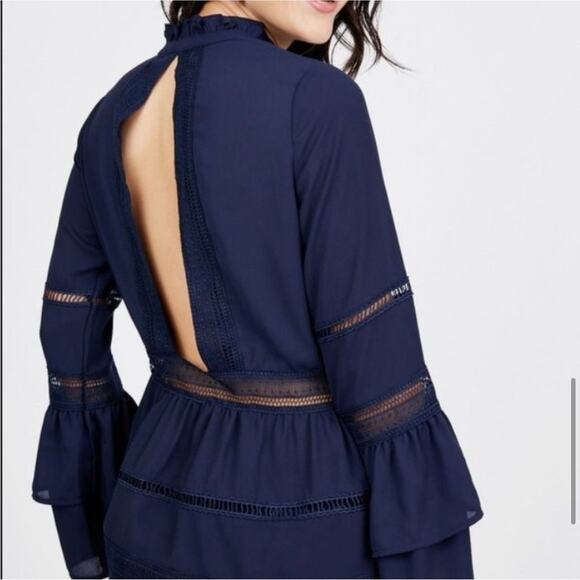Octavia Navy Blue Open Back Blouse - Picture 9 of 9